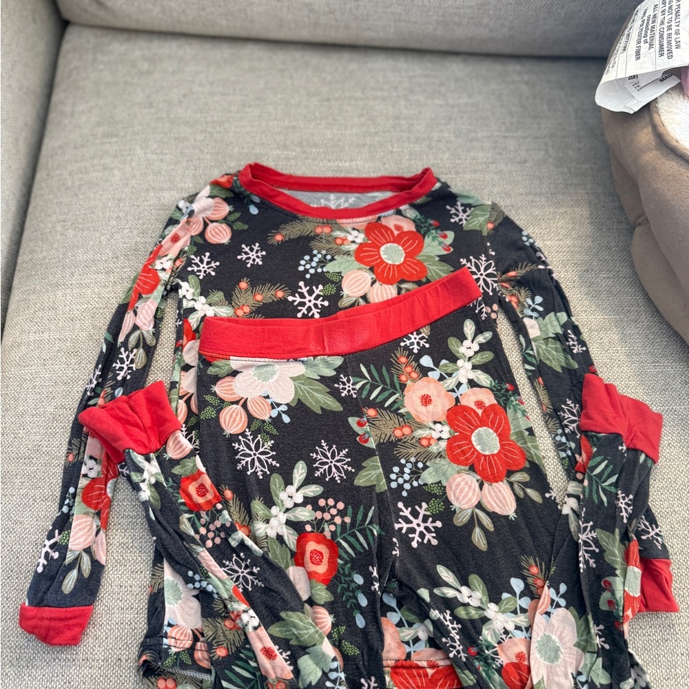 Little Sleepies Poinsettia Holiday Floral Kids Pajama Set 3T